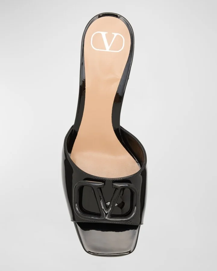 VLogo Leather Tonal Mule Sandals - Image 4