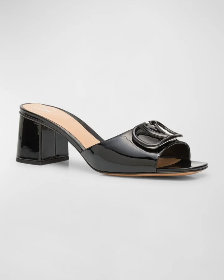 VLogo Leather Tonal Mule Sandals - Image 5