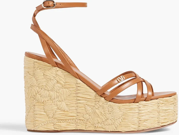 VLOGO leather wedge sandals