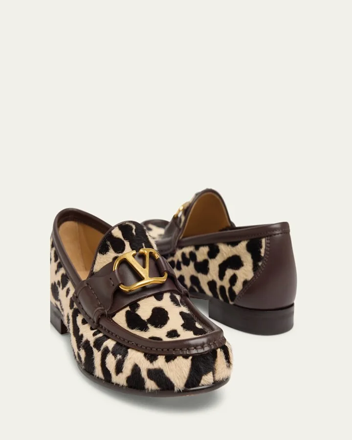 VLogo Leopard Pony Hair Loafers - Image 2
