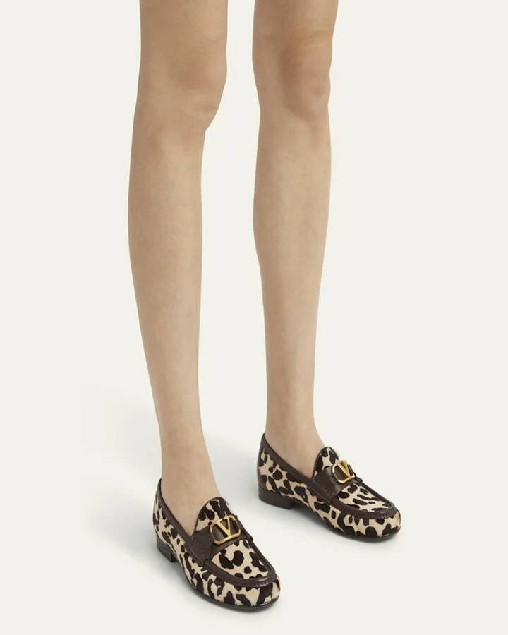 VLogo Leopard Pony Hair Loafers - Image 8