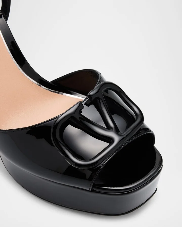 VLogo Medallion Glossy Platform Sandals - Image 3