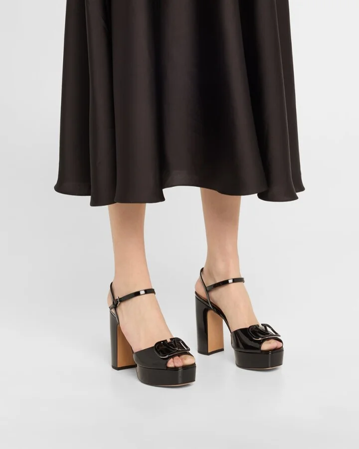 VLogo Medallion Glossy Platform Sandals - Image 4