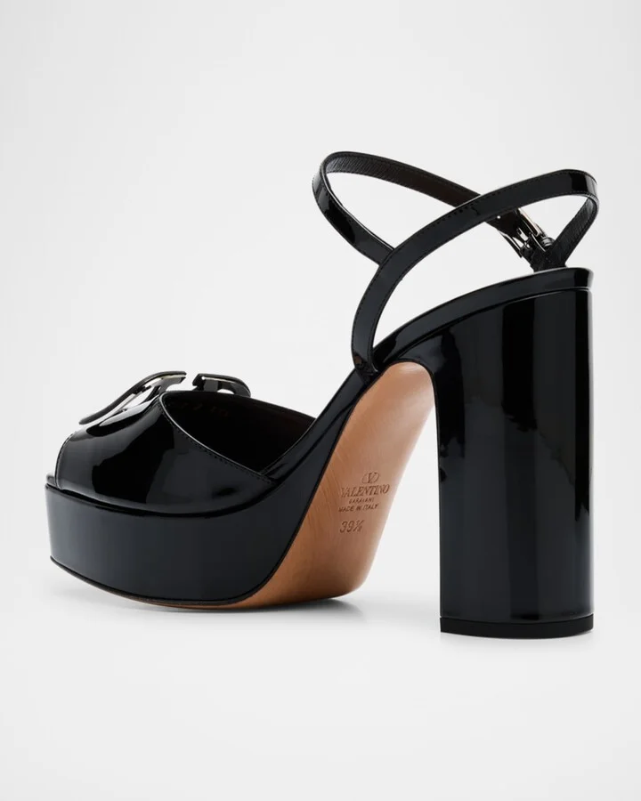 VLogo Medallion Glossy Platform Sandals - Image 10