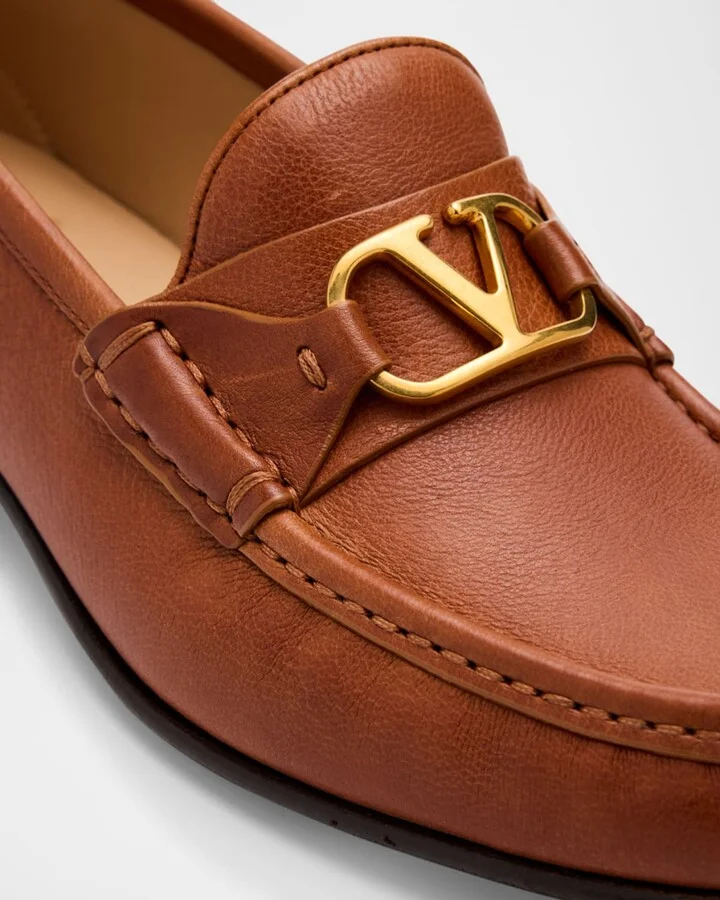 VLogo Medallion Leather Loafers - Image 4