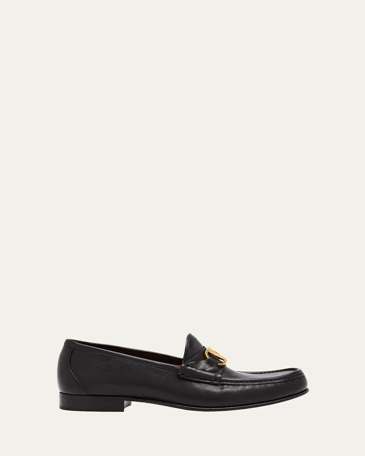 VLogo Medallion Leather Loafers