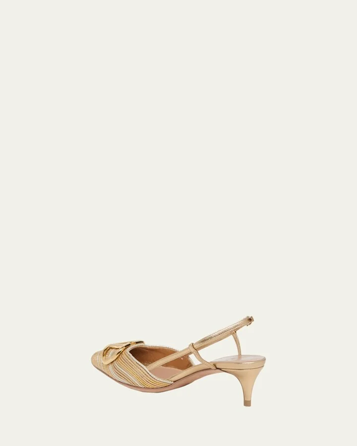 VLogo Medallion Metallic Slingback Pumps - Image 5