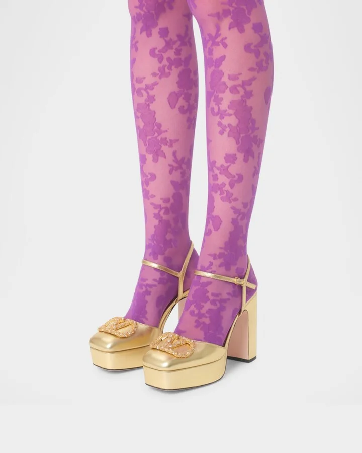 VLogo Metallic Ankle-Strap Platform Pumps - Image 2