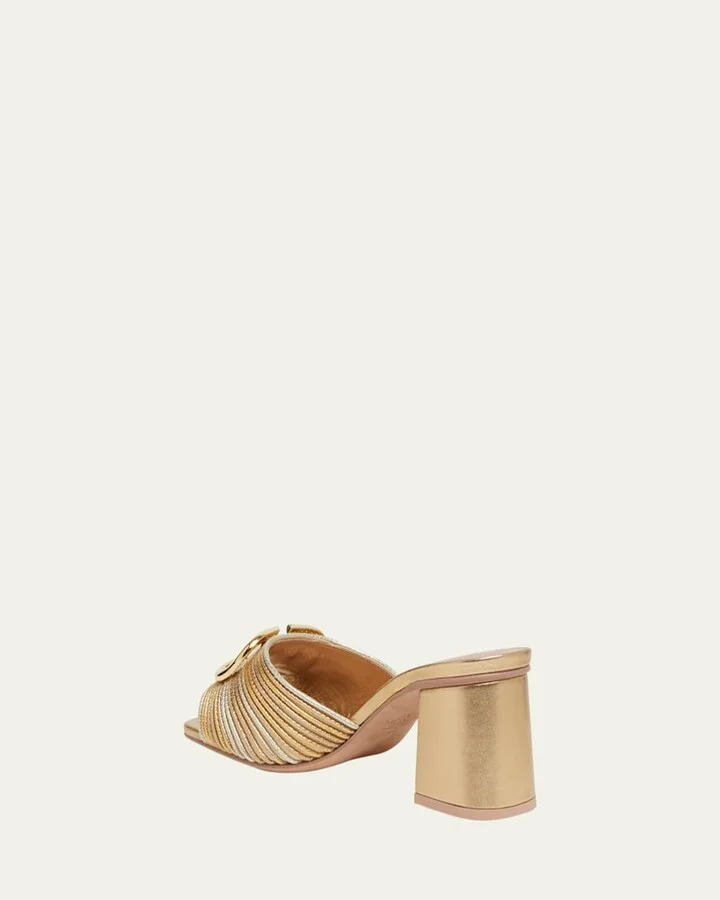VLogo Metallic Block-Heel Slide Sandals - Image 6