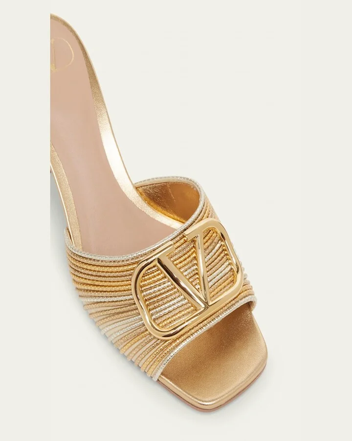 VLogo Metallic Block-Heel Slide Sandals - Image 11