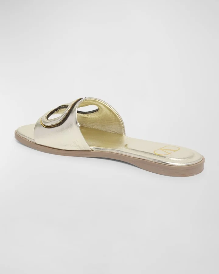 VLogo Metallic Flat Slide Sandals - Image 6