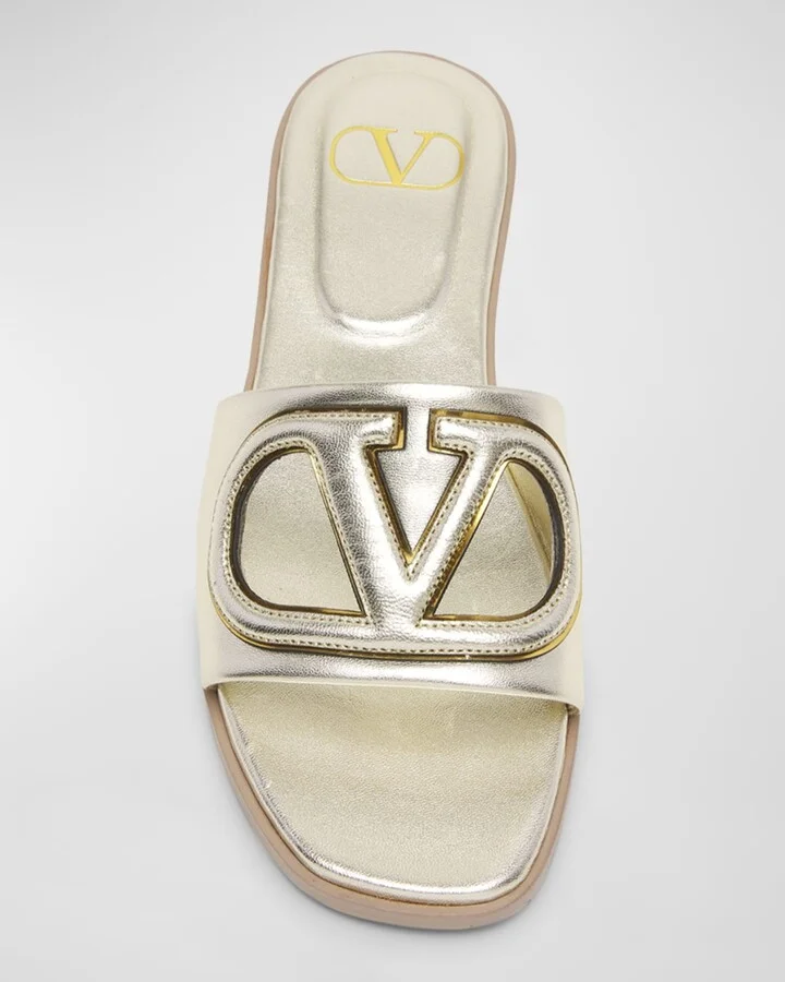 VLogo Metallic Flat Slide Sandals - Image 10