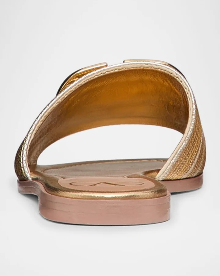 VLogo Metallic Flat Slide Sandals - Image 8
