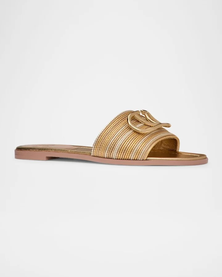 VLogo Metallic Flat Slide Sandals - Image 11