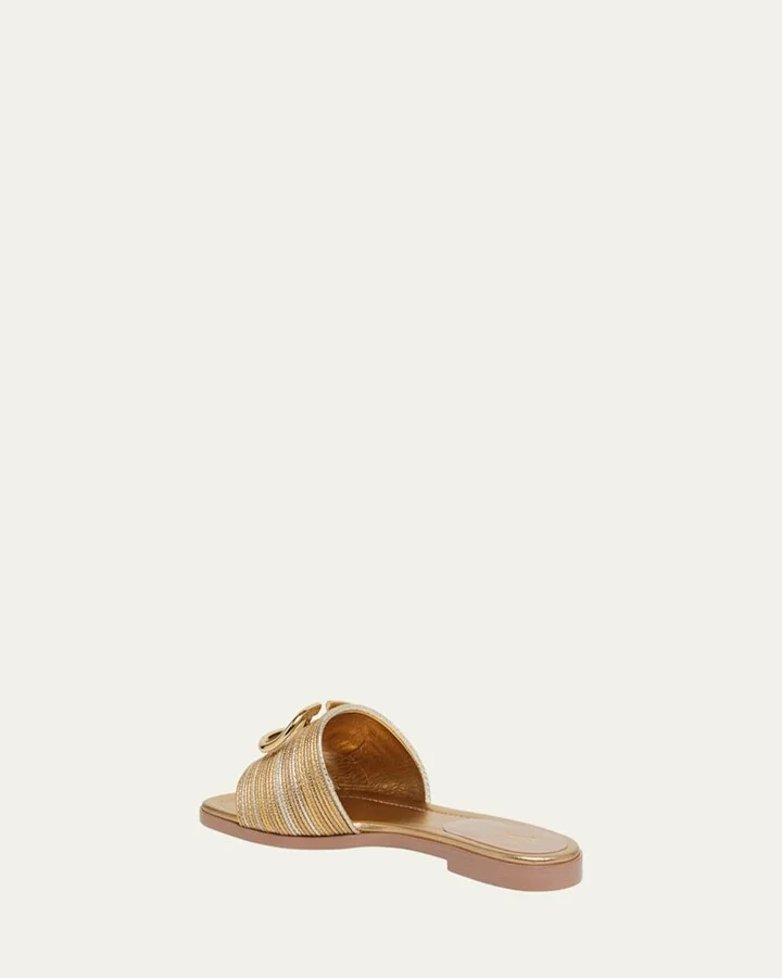 VLogo Metallic Flat Slide Sandals - Image 8