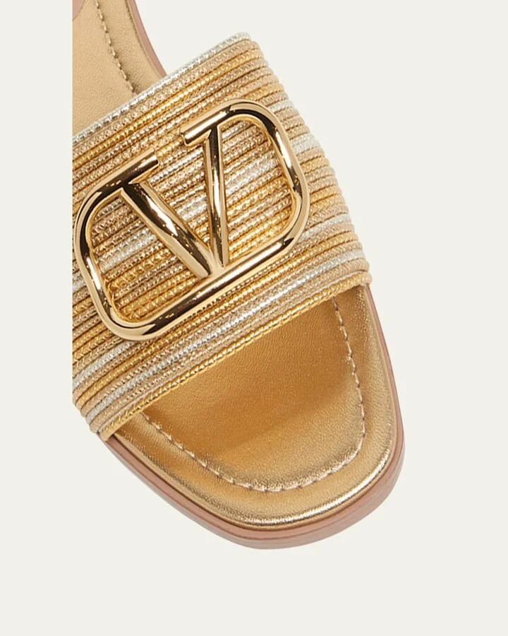 VLogo Metallic Flat Slide Sandals - Image 11