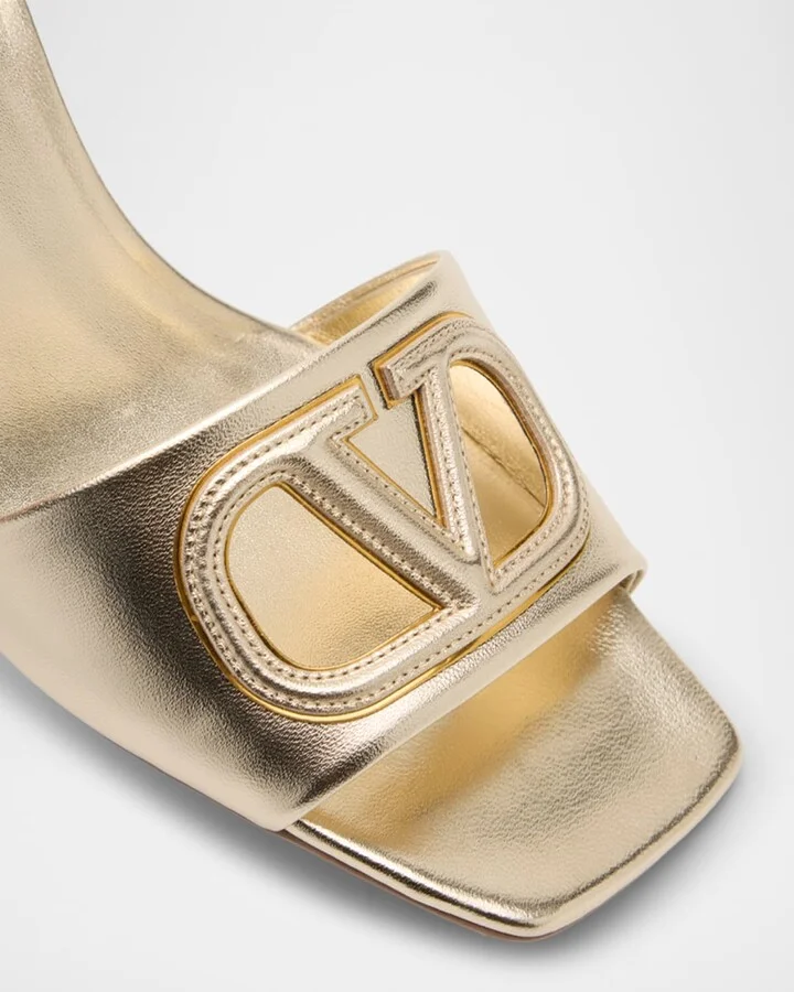 VLogo Metallic Leather Cutout Mule Sandals - Image 2