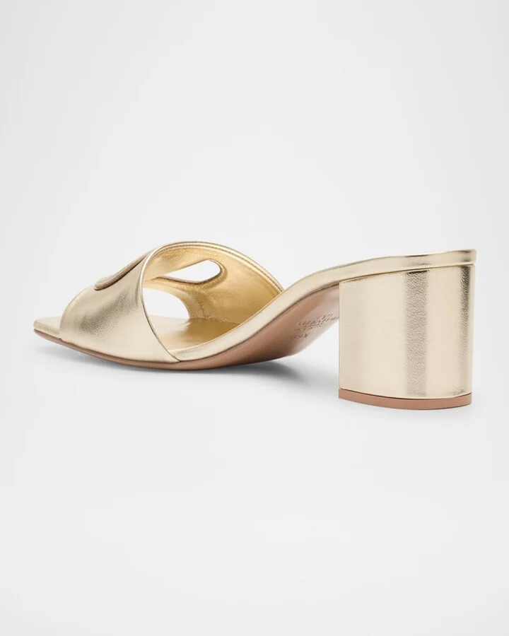 VLogo Metallic Leather Cutout Mule Sandals - Image 11