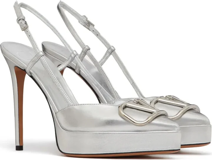 VLogo metallic leather pumps - Image 2