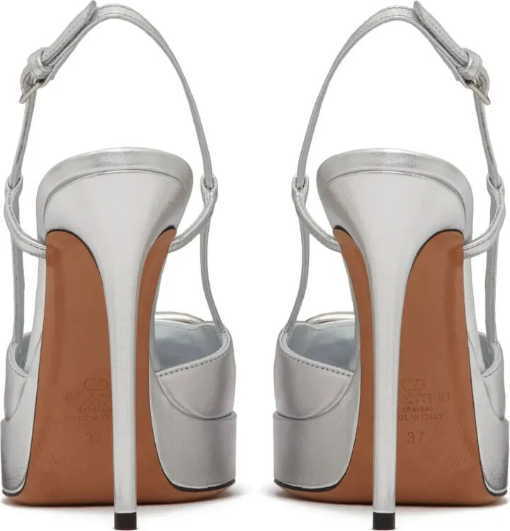 VLogo metallic leather pumps - Image 3