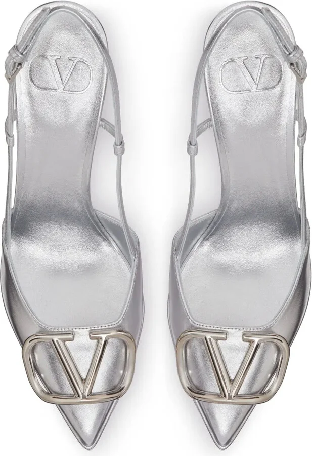 VLogo metallic leather pumps - Image 4