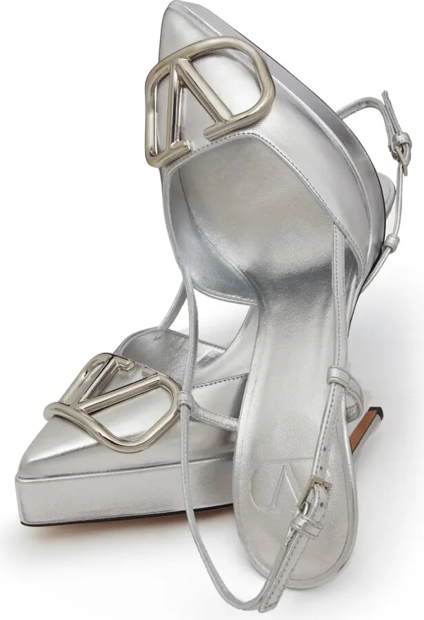 VLogo metallic leather pumps - Image 5