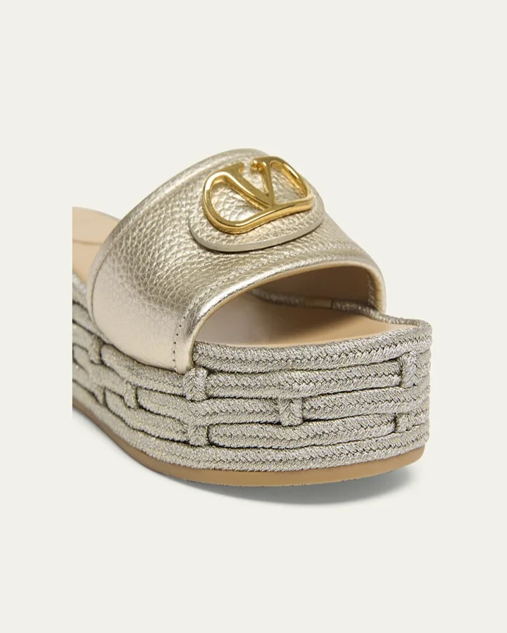 VLogo Metallic Medallion Platform Espadrilles - Image 4
