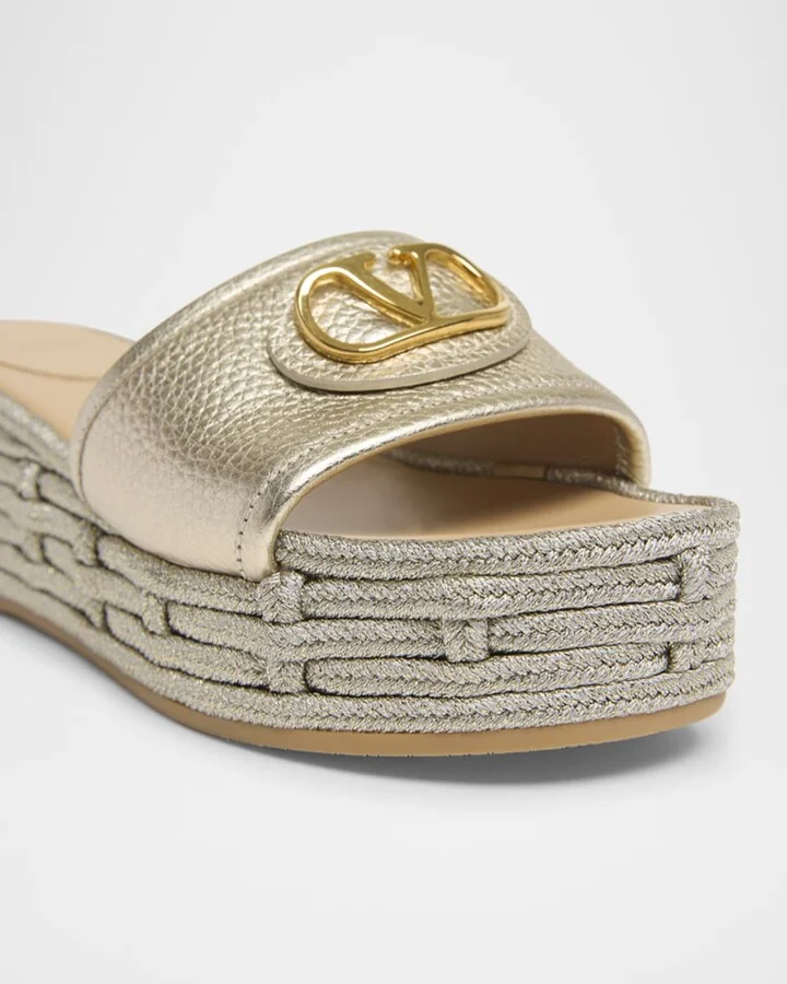 VLogo Metallic Medallion Platform Espadrilles - Image 3