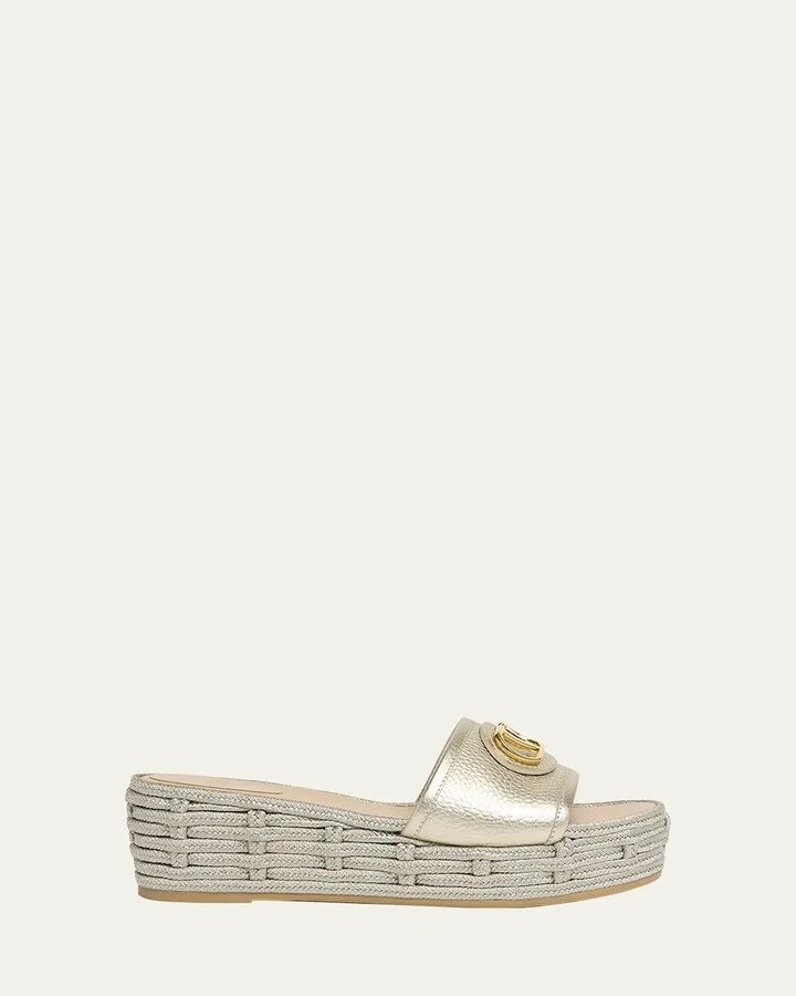 VLogo Metallic Medallion Platform Espadrilles
