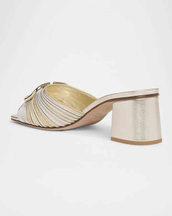VLogo Metallic Medallion Slide Sandals - Image 3