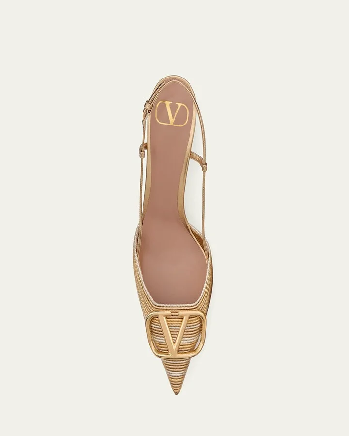 VLogo Metallic Slingback Pumps - Image 6