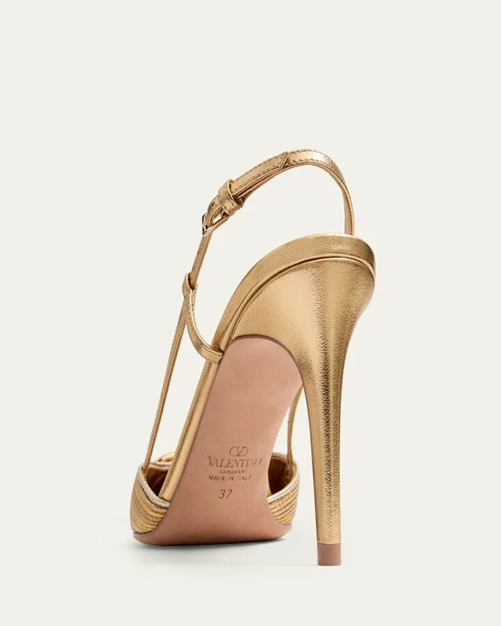 VLogo Metallic Slingback Pumps - Image 8