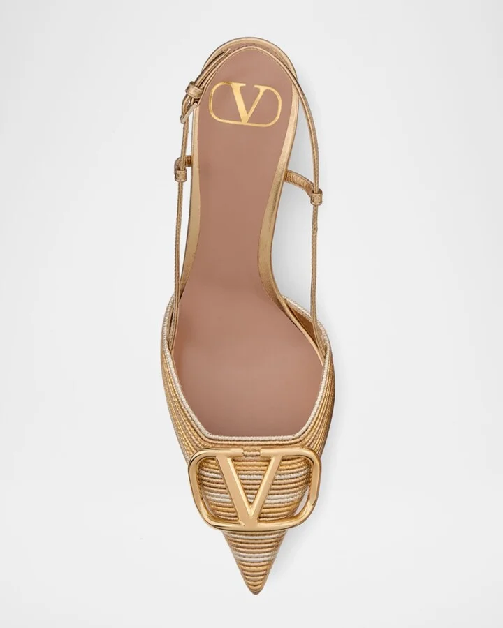 VLogo Metallic Slingback Pumps - Image 2