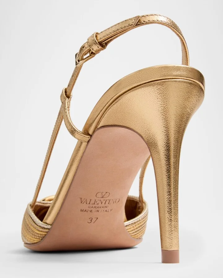 VLogo Metallic Slingback Pumps - Image 5