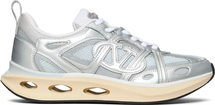 VLogo panelled lace-up sneakers