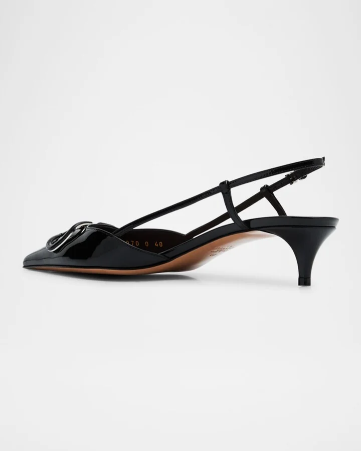VLogo Patent Kitten Slingback Pumps - Image 3