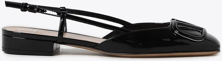 VLogo Patent Leather Slingback Flats