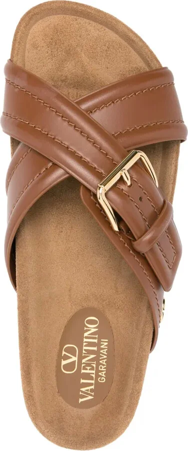 VLogo-plaque leather slides - Image 4