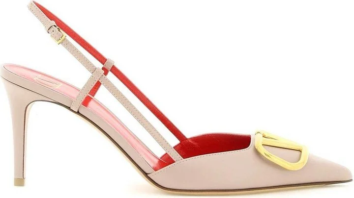 Vlogo Plaque Pointed Toe Slingback Pumps