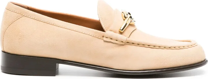 VLogo-plaque suede loafers