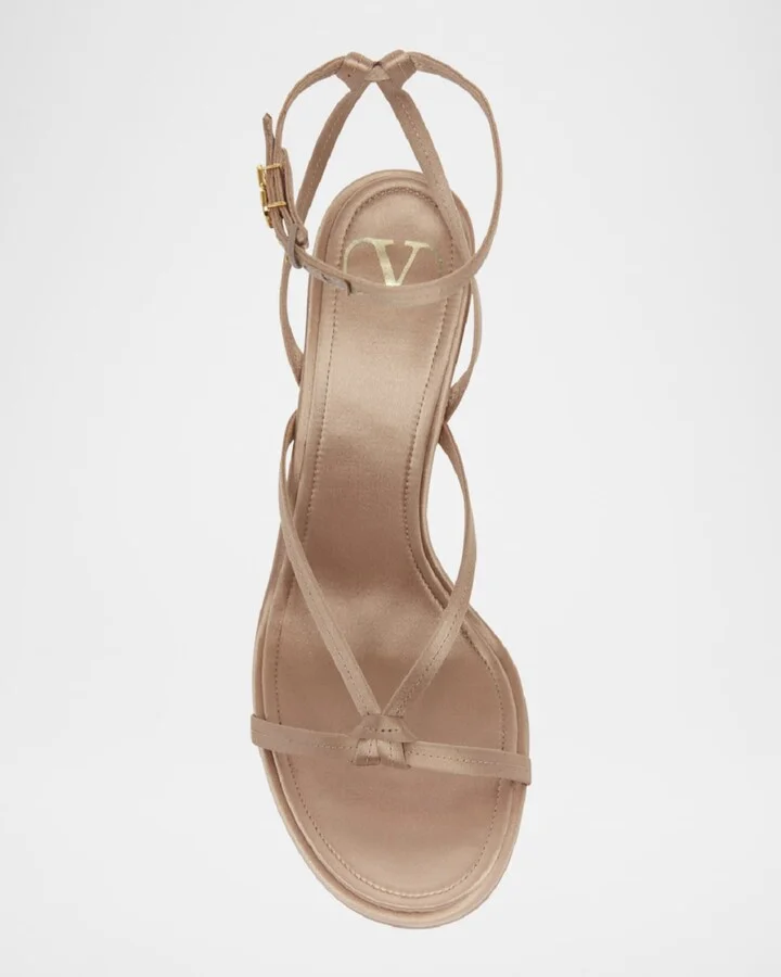 VLogo Satin Ankle-Strap Evening Sandals - Image 4