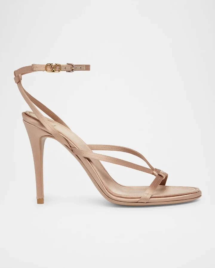 VLogo Satin Ankle-Strap Evening Sandals