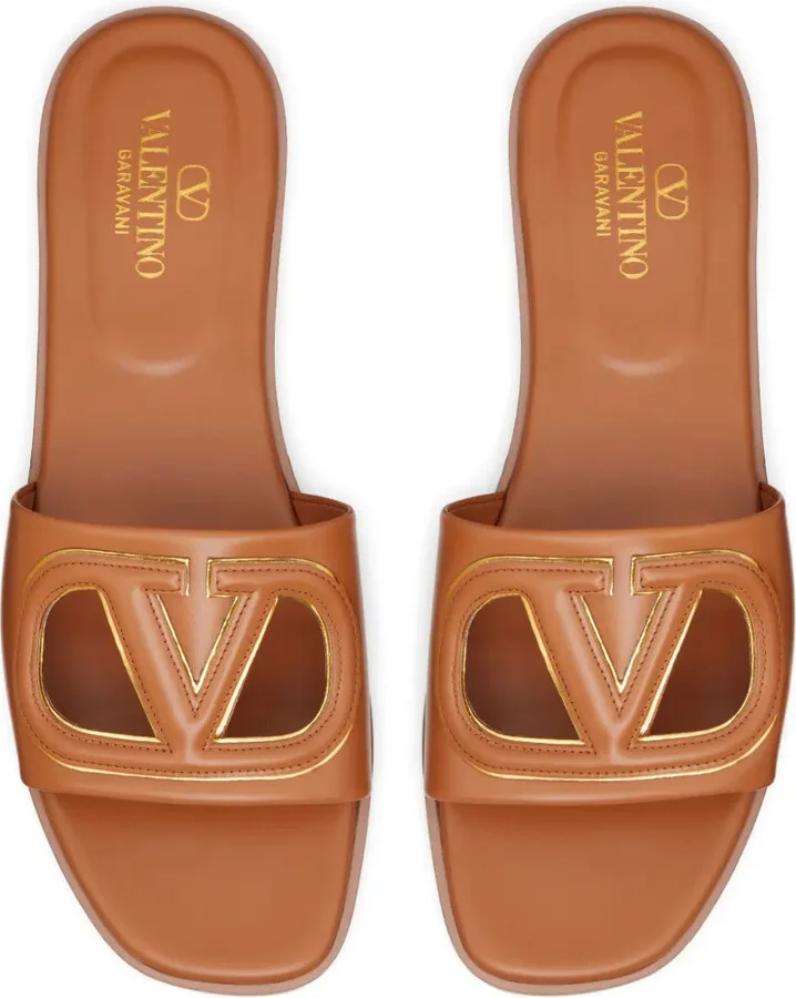 VLogo Signature flat leather sandals - Image 4