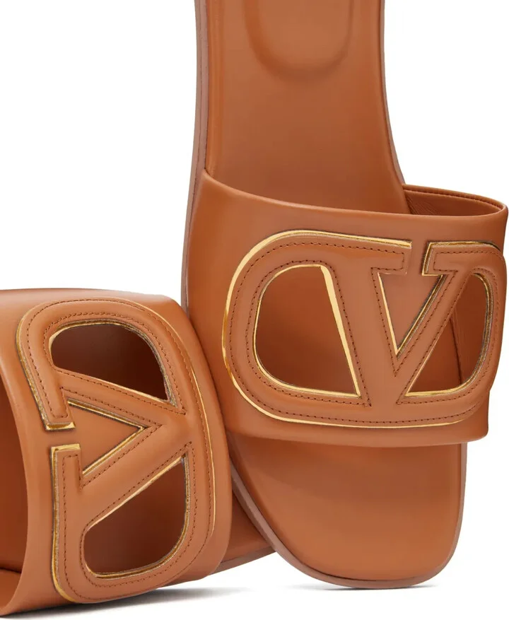 VLogo Signature flat leather sandals - Image 5