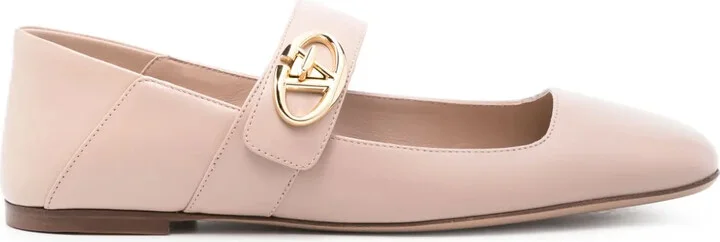 VLogo Signature leather ballerina shoes