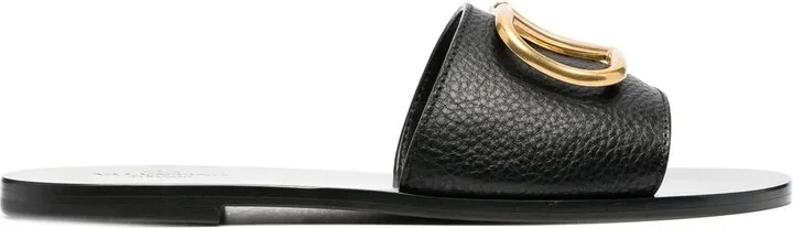VLogo Signature leather slides