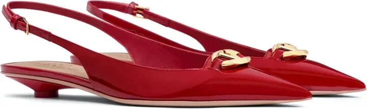 VLogo Signature leather slingback ballerina shoes - Image 2