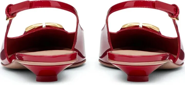 VLogo Signature leather slingback ballerina shoes - Image 3