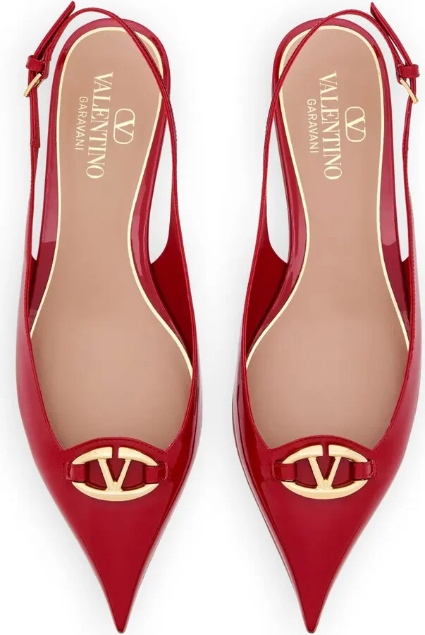VLogo Signature leather slingback ballerina shoes - Image 4