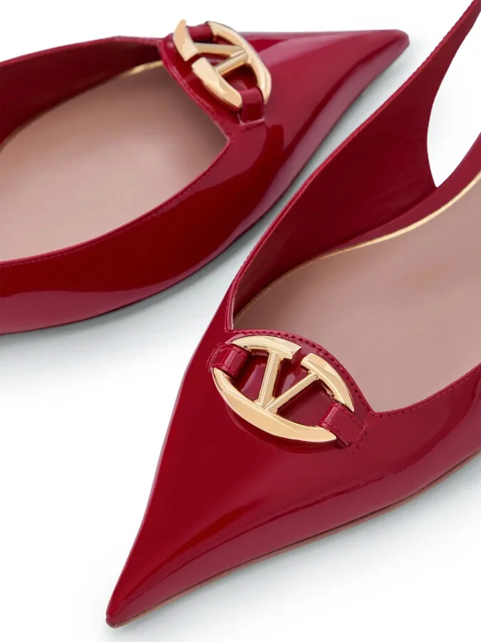 VLogo Signature leather slingback ballerina shoes - Image 5